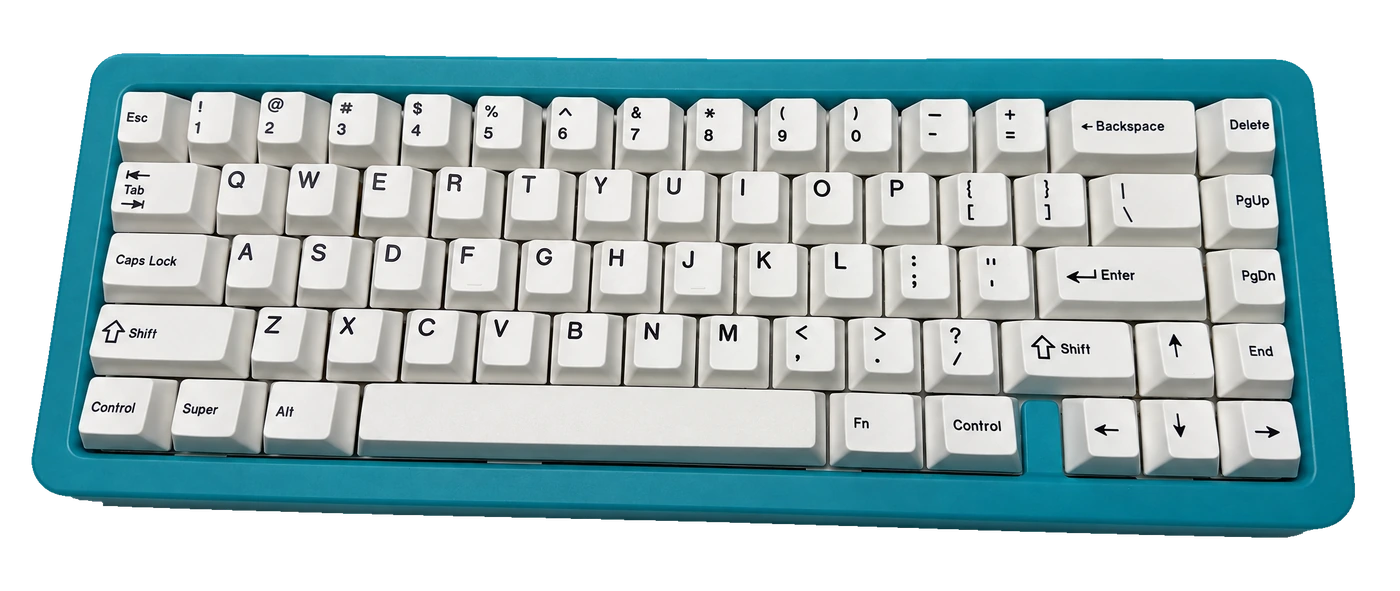 Aurora65 Nebula Blue mechanical keyboard with white keycaps
