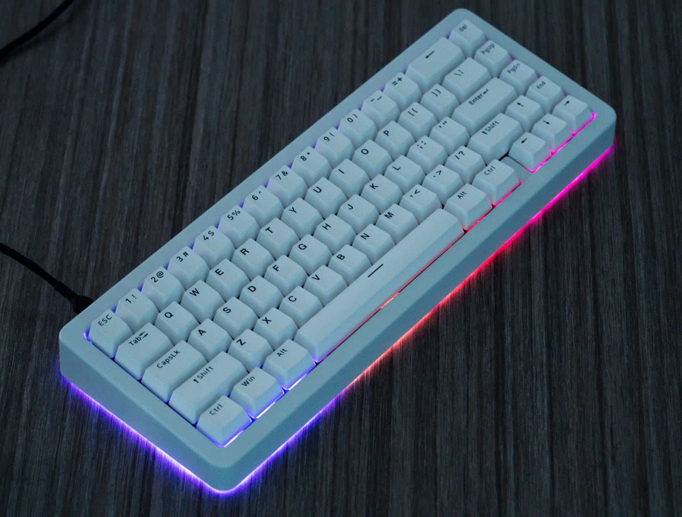 Aurora 65 gaming keyboard 65% bright RGB underglow Durock v2 stabilizers Odin Gaming